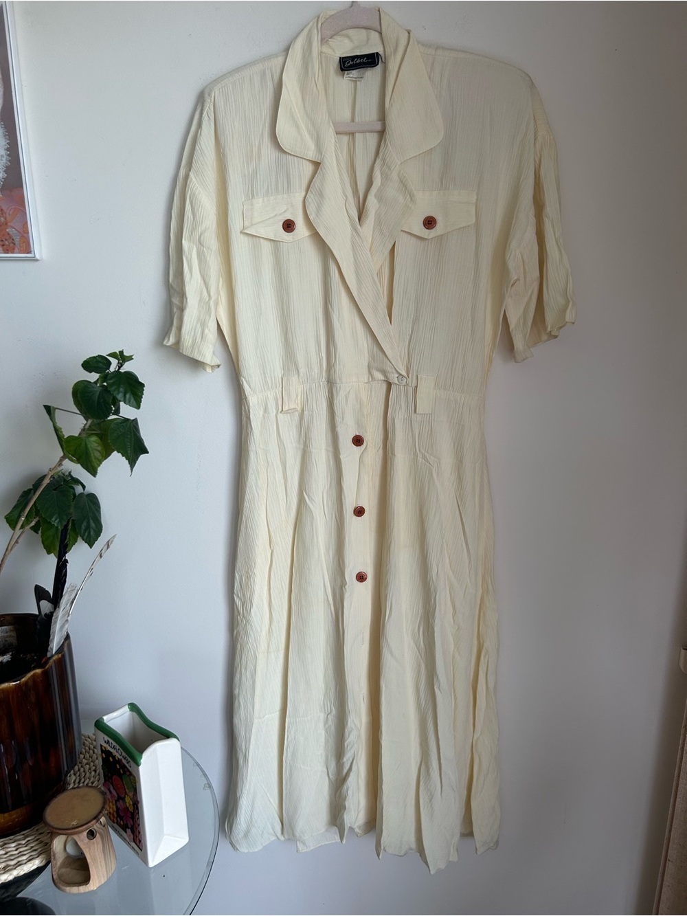 Classic Cream Button-Front Women’s Dress